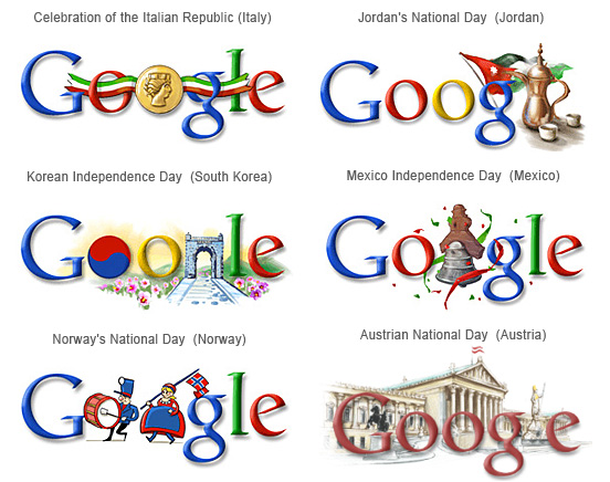 Google Various Nation Day Doodles