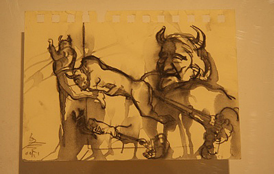 Golden Bull Fart Sculpture