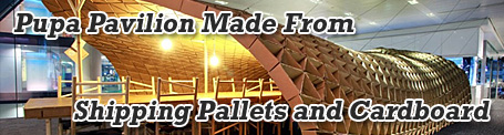 Pupa Pavilion Made From Shipping Pallets and Cardboard
